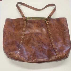 Patricia Nash World Map print leather tote bag.